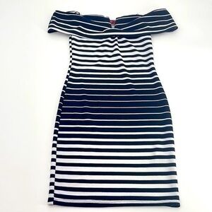 UEC Guess navy blue & white striped off the shoulder mini dress XS